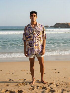 Men Hawaiian Shirt Large Burma Bibas Vintage